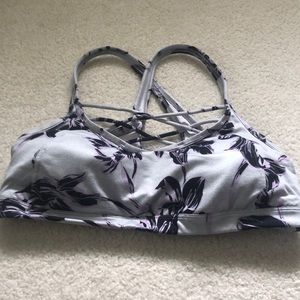 Athleta Yoga Bra Grey with Flowers EUC